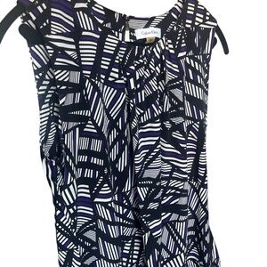 Calvin Klein Purple, Black, and White Geometric Top